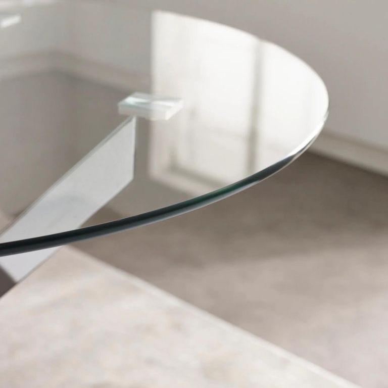 Anderson Dining Table - 2 Seater - 100cm - Round - Glass - Chrome Legs