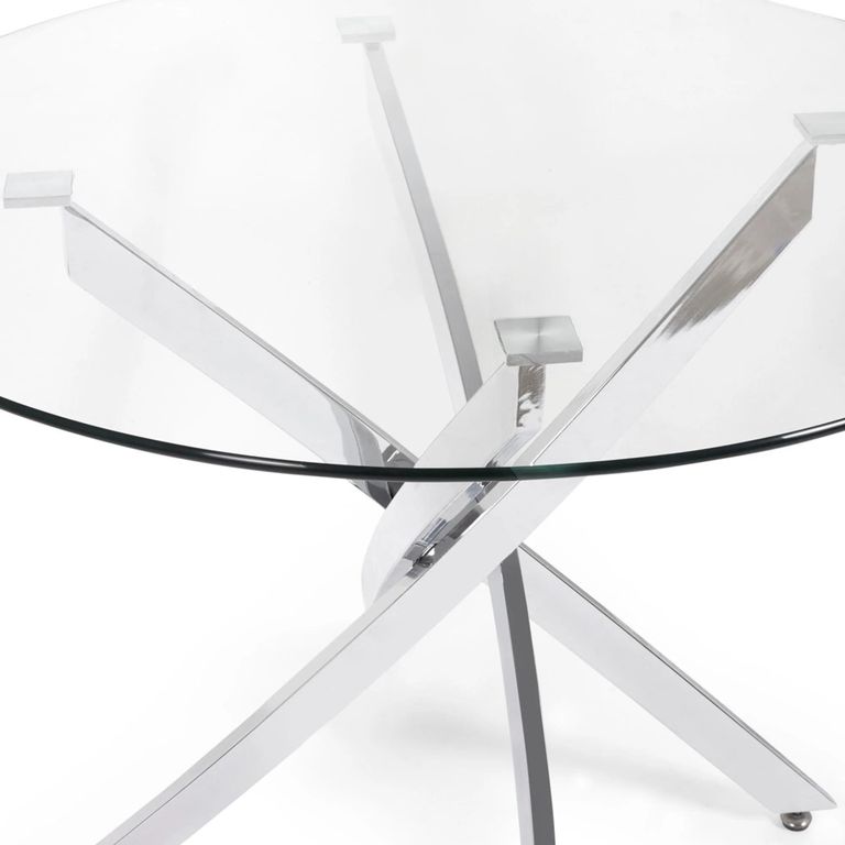 Anderson Dining Table - 2 Seater - 100cm - Round - Glass - Chrome Legs