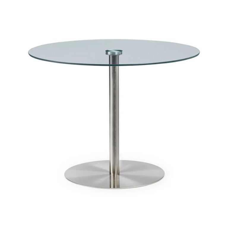 Blanco Dining Table - 2 Seater - 100cm - Round - Glass and Chrome