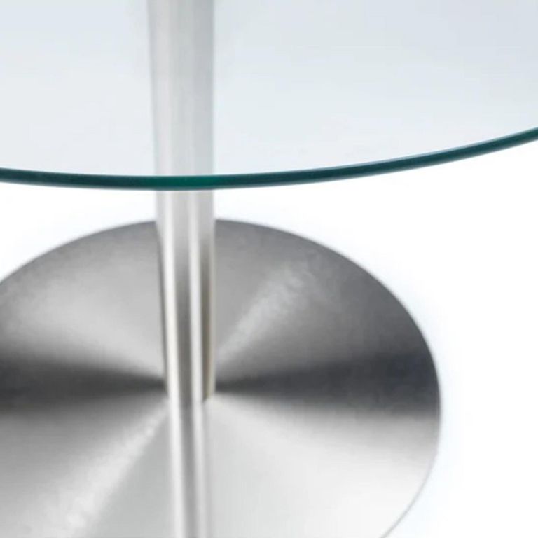 Blanco Dining Table - 2 Seater - 100cm - Round - Glass and Chrome