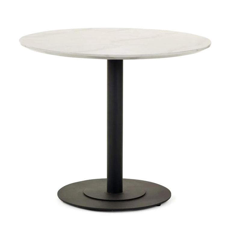 Luca Dining Table - 2 Seater - 80cm - Round - White Marble Effect
