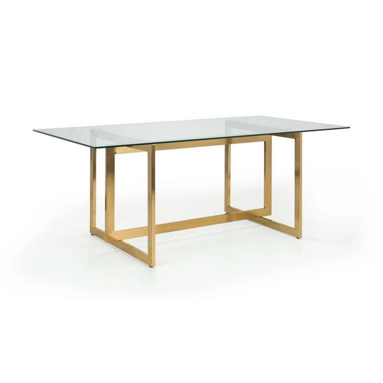 Minori Dining Table - 8 Seater - 200cm - Clear Glass and Gold
