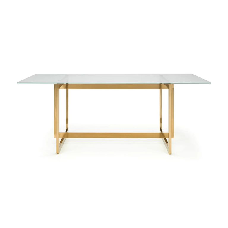 Minori Dining Table - 8 Seater - 200cm - Clear Glass and Gold
