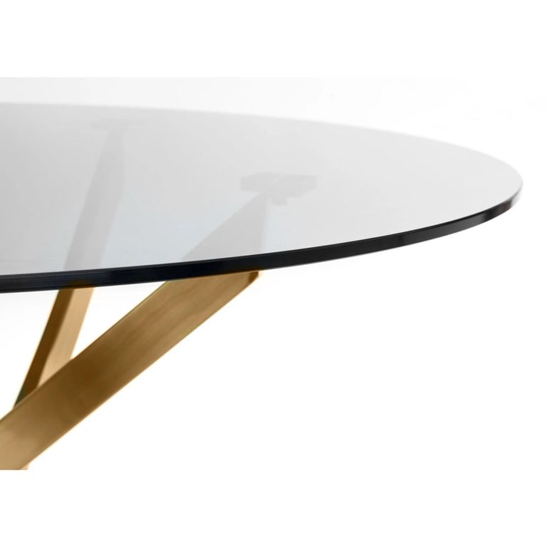 Montero Dining Table - 2 Seater - 100cm - Round - Clear Glass and Gold