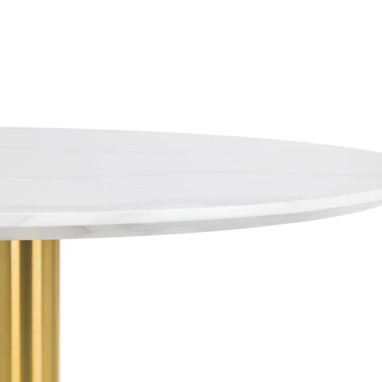 Palermo Dining Table - 2 Seater - 100cm - Round - White Marble Effect and Gold