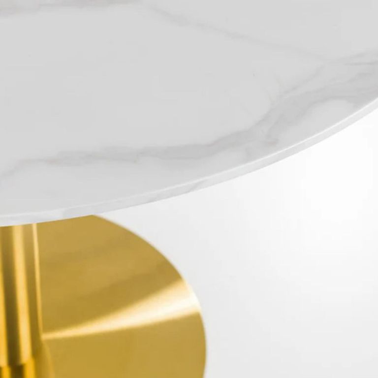 Palermo Dining Table - 2 Seater - 100cm - Round - White Marble Effect and Gold