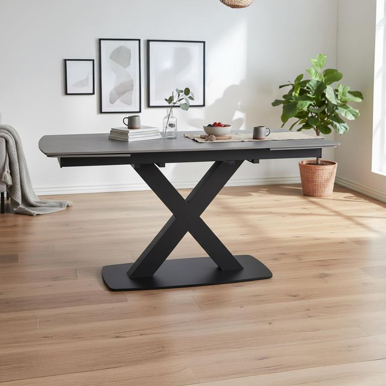 Vernal Extending Dining Table - 6-8 Seater - 160cm-240cm - Grey Sintered Stone