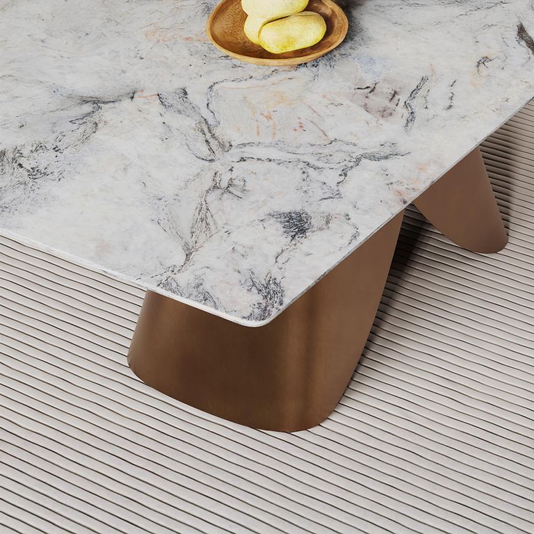 Enterprise 6 Seater Grey Marble Dining Table with Brass Base - Sizes Available