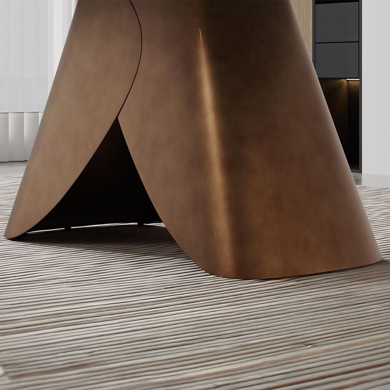 Enterprise 6 Seater Grey Marble Dining Table with Brass Base - Sizes Available