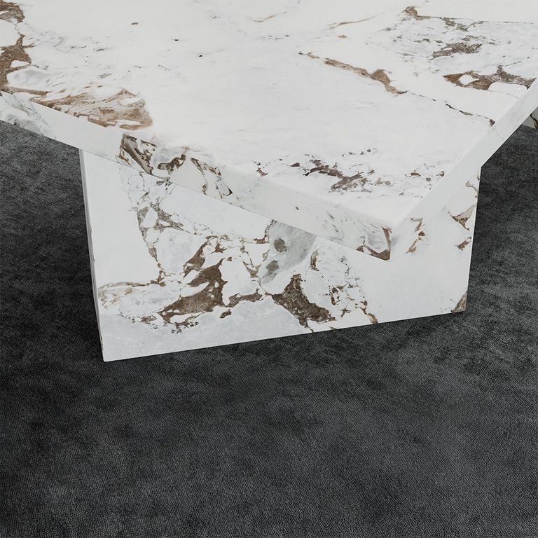 Viola 8 Seater White Marble Dining Table - 200cm