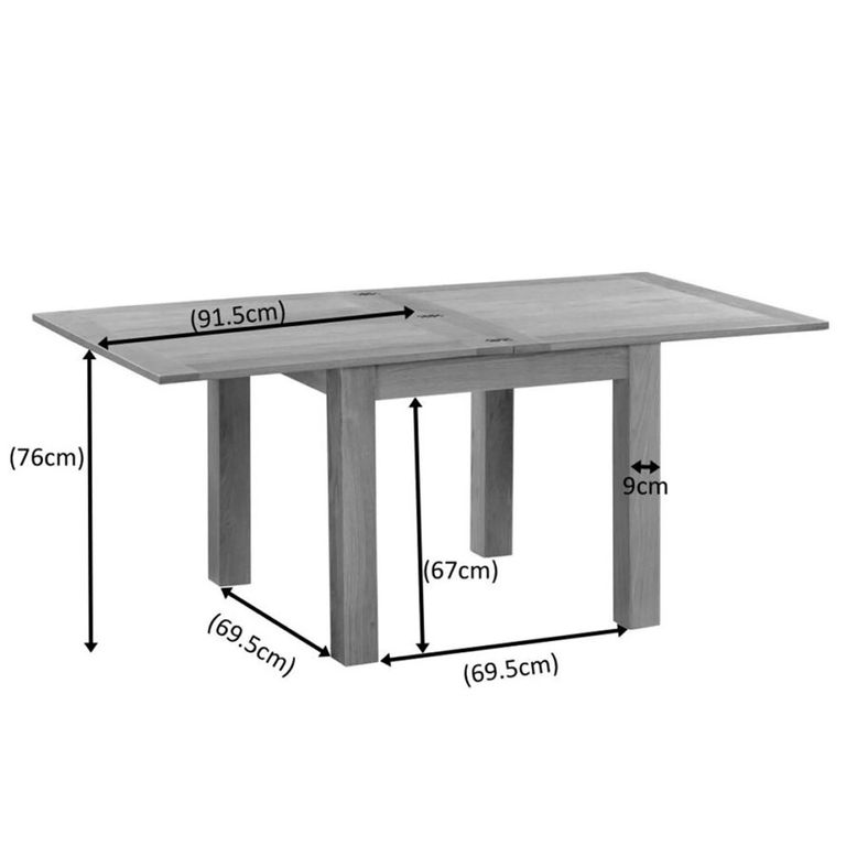 Appleby Flip Top Extending Dining Table - 2-6 Seater - 91cm-183cm - Oak