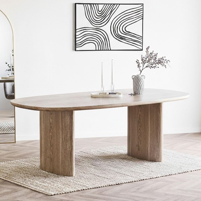 Serra Dining Table - Oval - Double Pedestal - 8 Seater - 210cm - Natural Wood