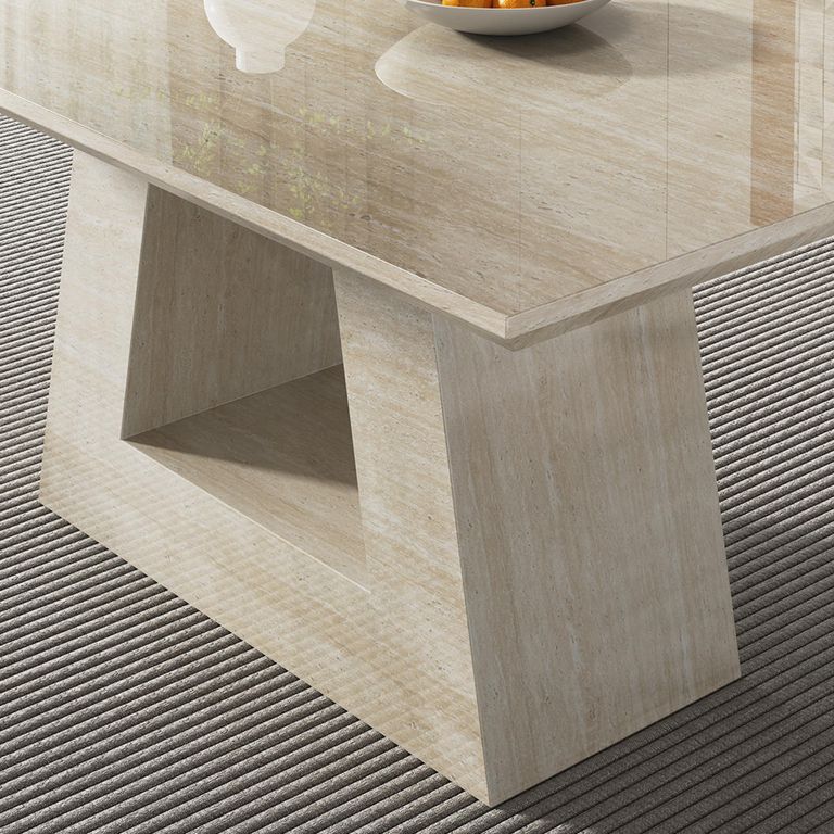 Milan Travertine Beige Engineered Marble 6 Seater Dining Table Sizes Available