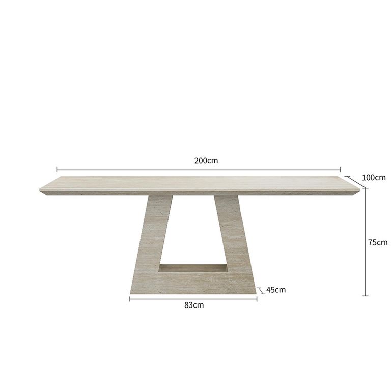 Milan Travertine Beige Engineered Marble 6 Seater Dining Table Sizes Available