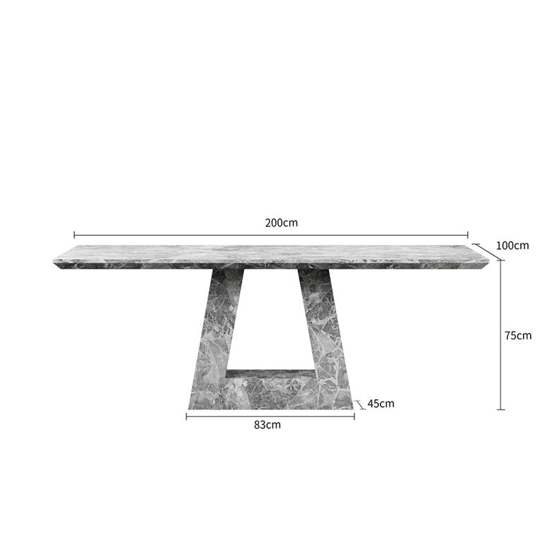 Milan 6 Seater Grey Marble Dining Table - Sizes Available