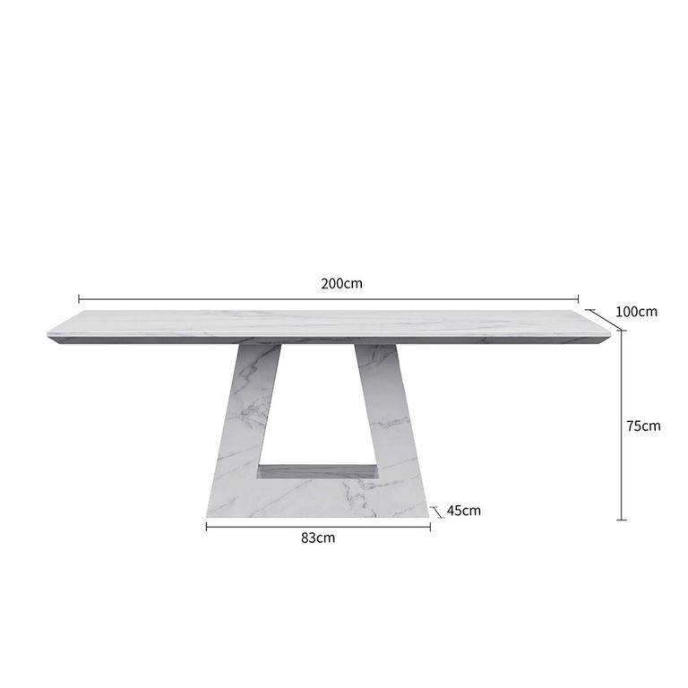 Milan 6 Seater White Marble Dining Table - Sizes Available