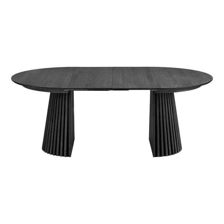 Osaka Round Extending Dining Table - 4-8 Seater - 120cm-200cm - Slatted Base - Black Oak