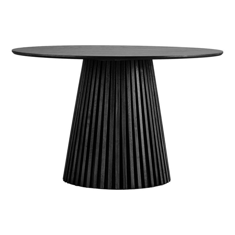 Osaka Round Dining Table - 4 Seater - 120cm - Slatted Base - Black Oak