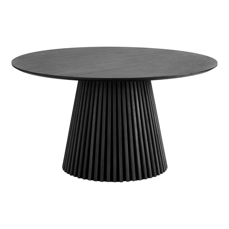 Osaka Round Dining Table - 6 Seater - 140cm - Slatted Base - Black Oak