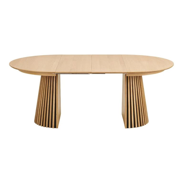 Osaka Round Extending Dining Table - 4-8 Seater - 120cm-200cm - Slatted Base - Oak