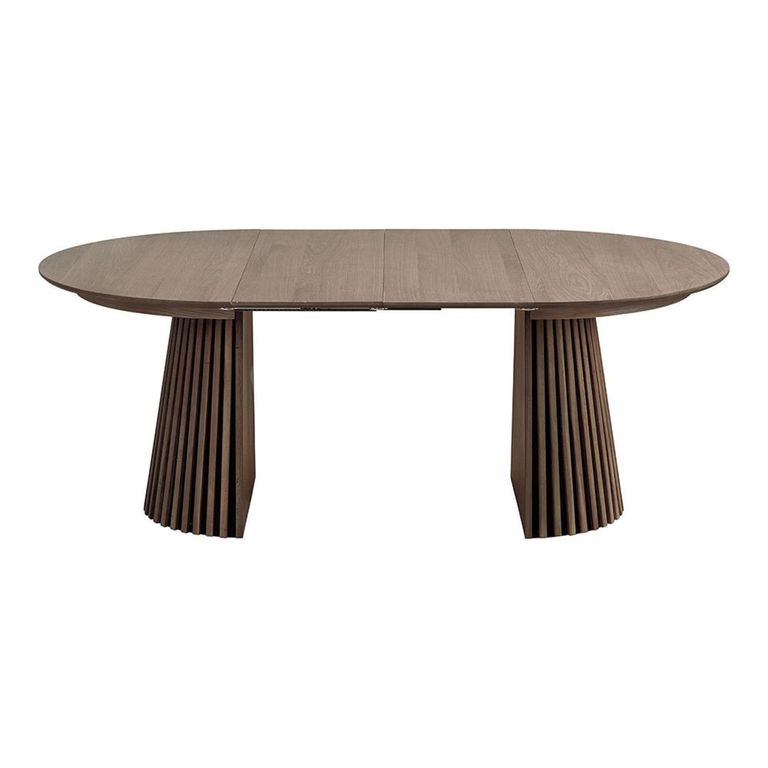 Osaka Round Extending Dining Table - 4-8 Seater - 120cm-240cm - Slatted Base - Smoked Oak