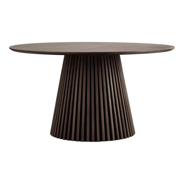 Osaka Round Dining Table - 6 Seater - 140cm - Slatted Base - Smoked Oak