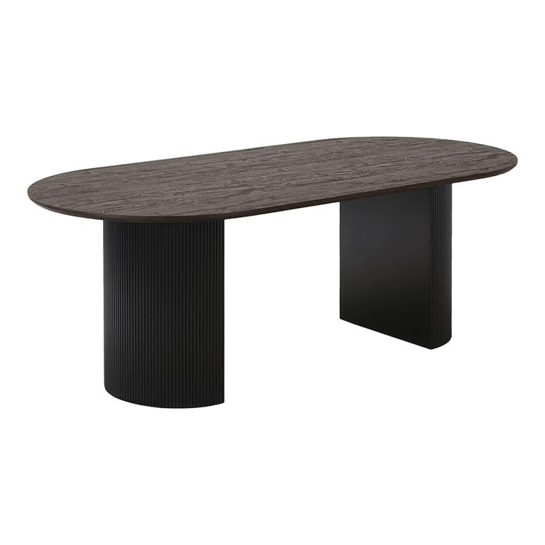 Boavista Dining Table - Oval - Fluted Double Pedestal - 8 Seater - 210cm - Dark Wood