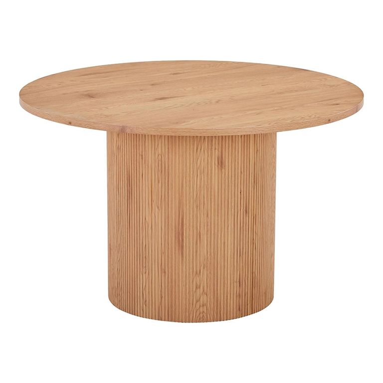 Boavista Dining Table - Round - Fluted Pedestal - 4 Seater - 120cm - Natural Wood