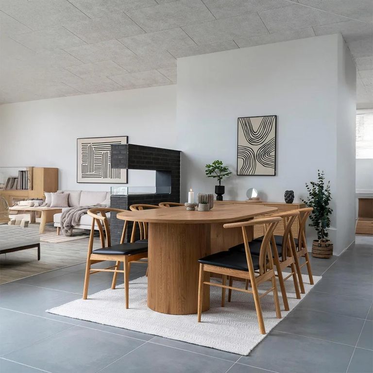 Boavista Dining Table - Oval - Fluted Double Pedestal - 8 Seater - 210cm - Natural Wood