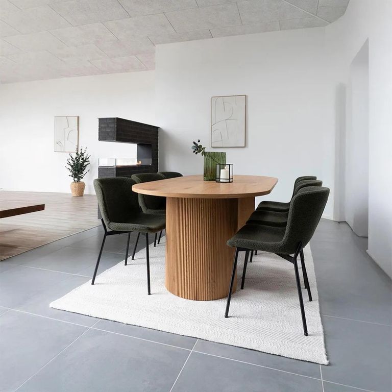 Boavista Dining Table - Oval - Fluted Double Pedestal - 8 Seater - 210cm - Natural Wood