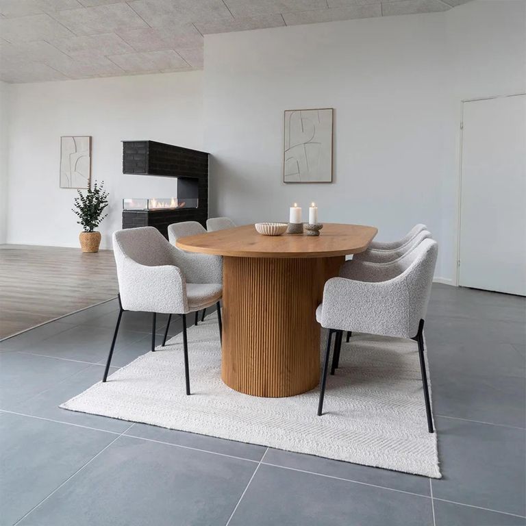 Boavista Dining Table - Oval - Fluted Double Pedestal - 8 Seater - 210cm - Natural Wood