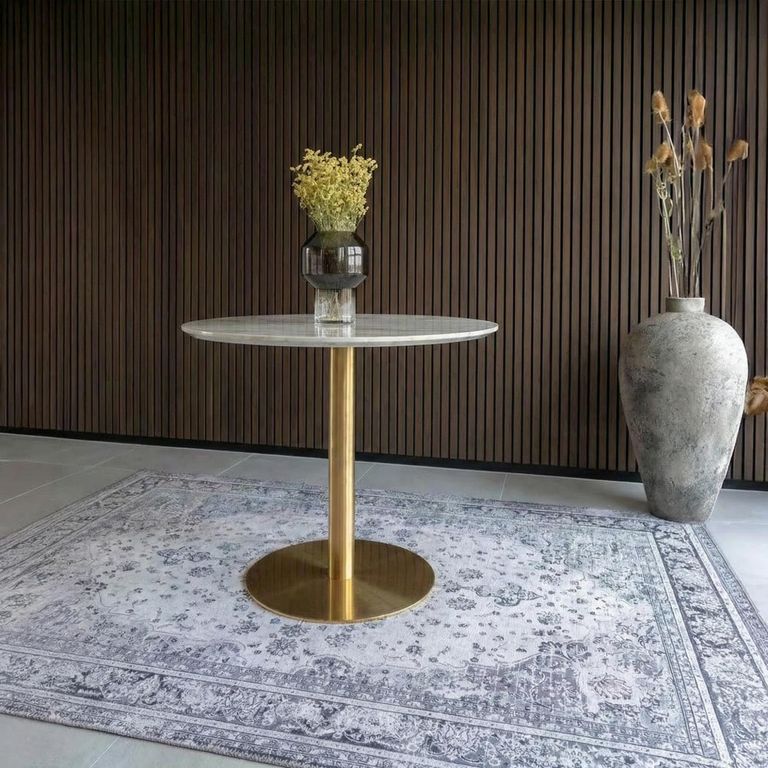 Bolzano Round Dining Table - Pedestal - 2 Seater - 90cm - Gold