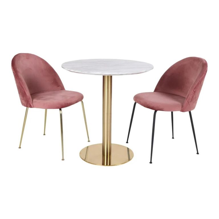 Bolzano Round Dining Table - Pedestal - 2 Seater - 90cm - Gold