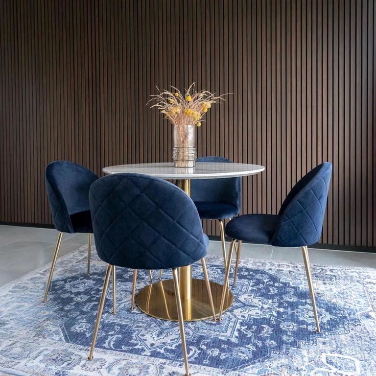 Bolzano Round Dining Table - Pedestal - 2 Seater - 90cm - Gold