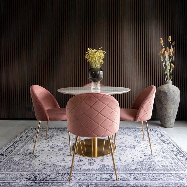 Bolzano Round Dining Table - Pedestal - 2 Seater - 90cm - Gold