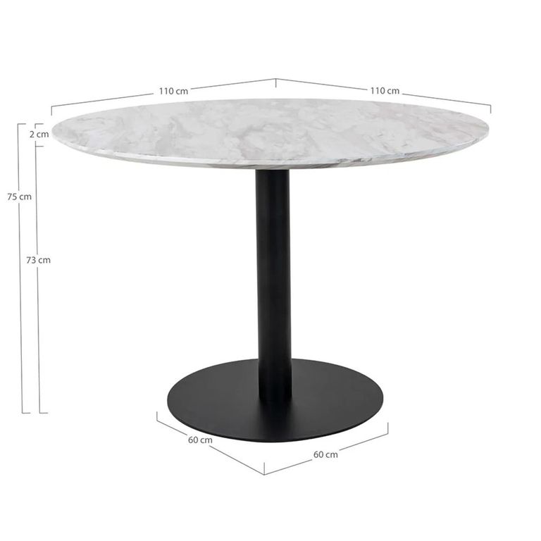 Bolzano Round Dining Table - Pedestal - 4 Seater - 110cm - Black