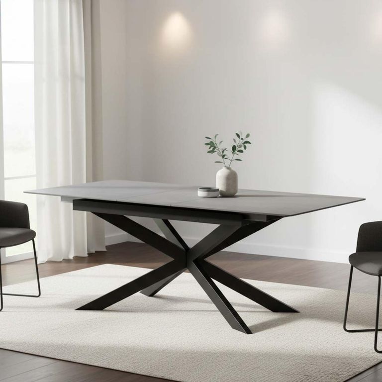 Azzurra Extending Dining Table  68 Seater  160cm200cm  Grey Sintered Stone