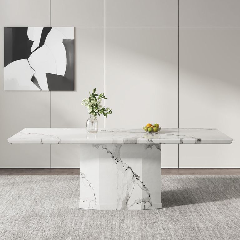 Naples Dining Table - White Marble - Sizes Available