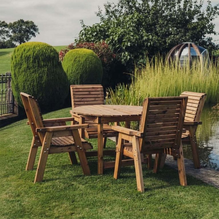 Churnet Valley Redwood 4 Seater Round Garden Dining Set
