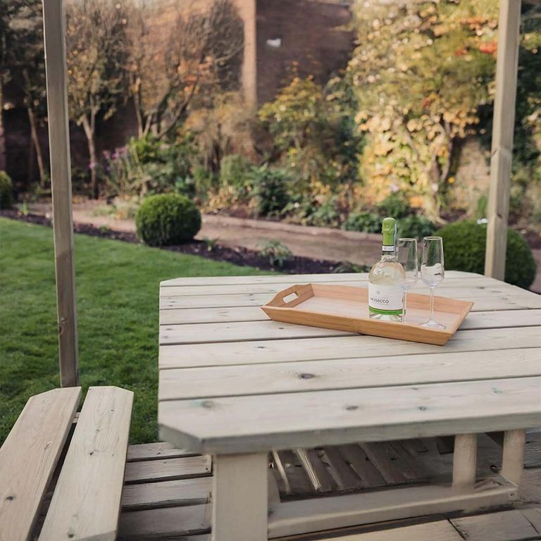 Churnet Valley Westwood Square Garden Picnic Table Set with 4 Benches