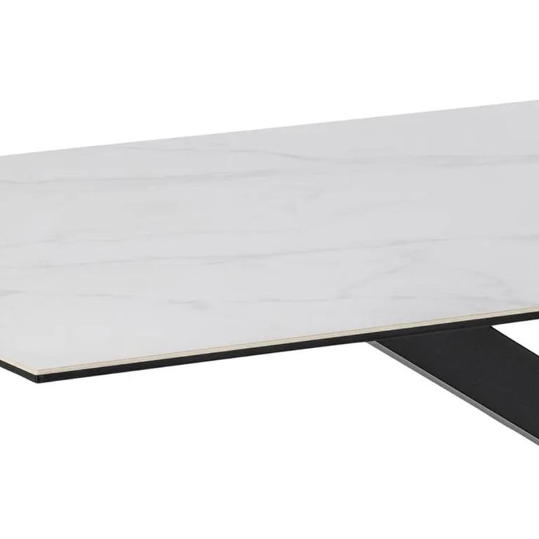 Clearance - Heaven Round Dining Table - 8 Seater - 200cm - White Ceramic and Black - with Star Legs - FSS16518