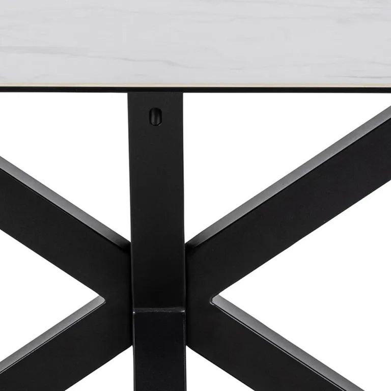 Clearance - Heaven Round Dining Table - 8 Seater - 200cm - White Ceramic and Black - with Star Legs - FSS16518