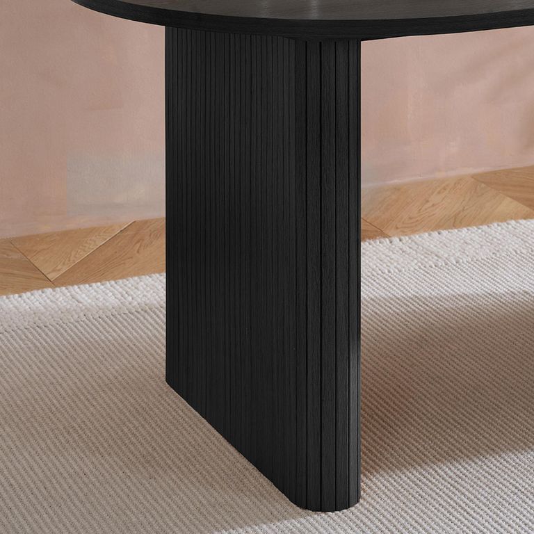 Axel Oval Dining Table - 6 Seater - 160cm - Black Fluted