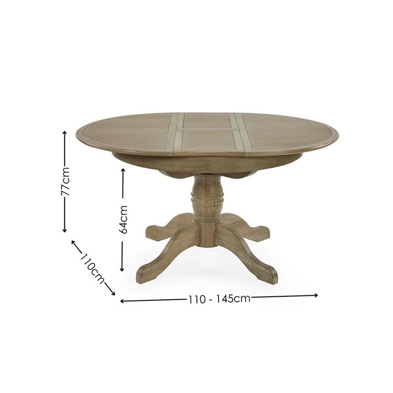 Camille Extending Dining Table - 4-6 Seater - 110-145cm - Round - Limed Oak