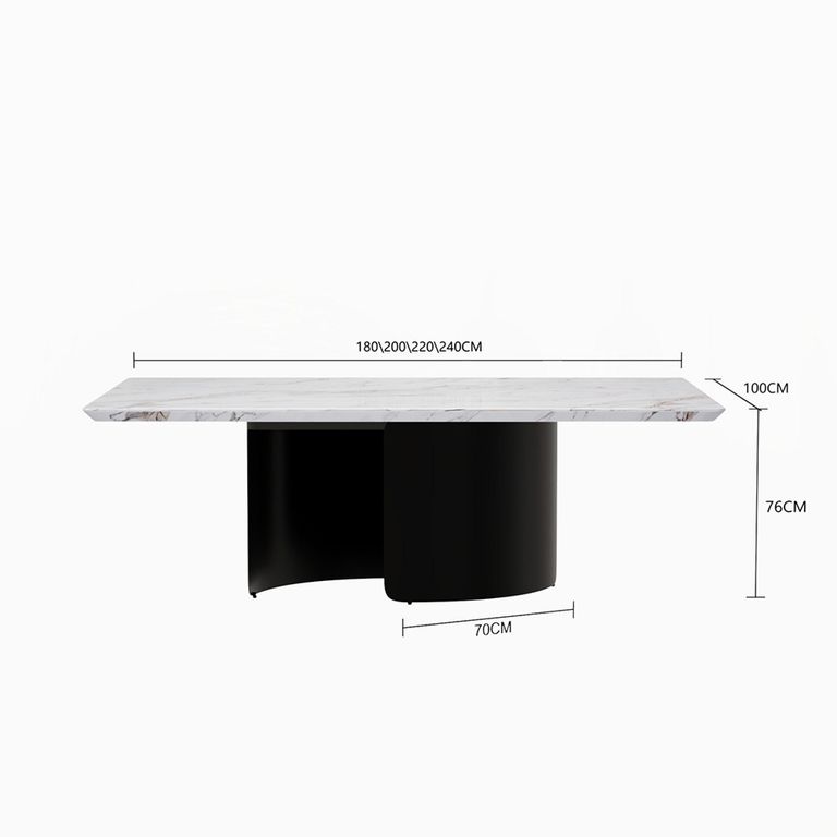Lorea Dining Table - White Marble - Black Base - Sizes Available