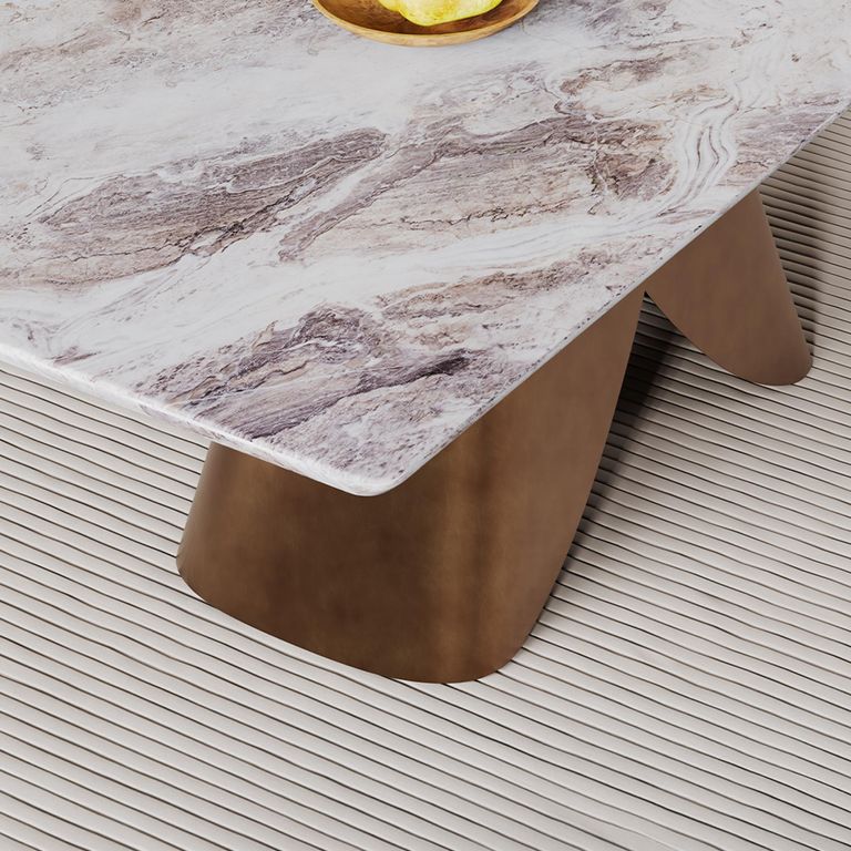 Enterprise Dining Table - Grey Marble - Brass Base - Sizes Available