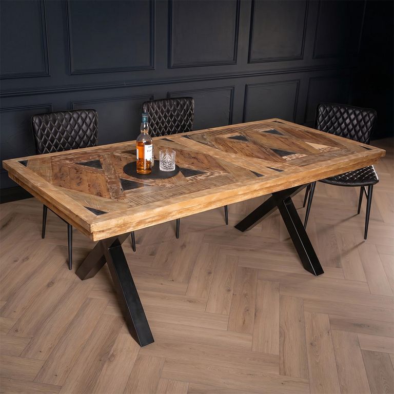 Juan Keruz Dining Table - 8 Seater - Cross Legs - Acacia Wood - Sizes Available