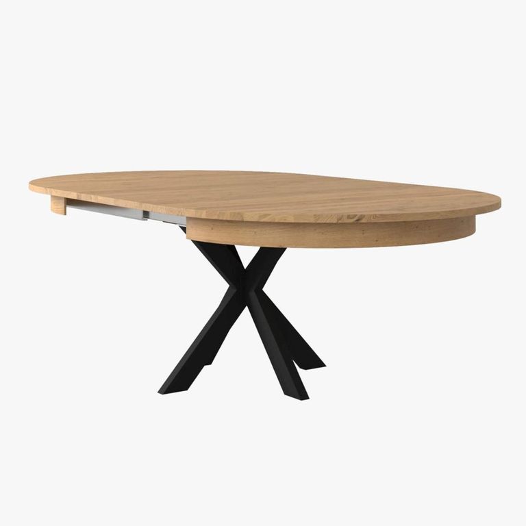 Arizona Extending Dining Table - with Anthracite Black Spider Legs - Round - Oak - Variation Available