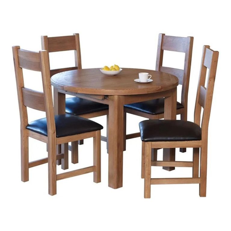 Hampshire Oak Round Extending Dining Table - 2-4 Seater - 107cm-145cm