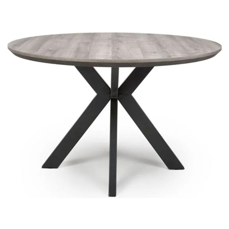 Manhattan Dining Table - Grey - 4 Seater - 120cm - Round - Black Spider Legs Base